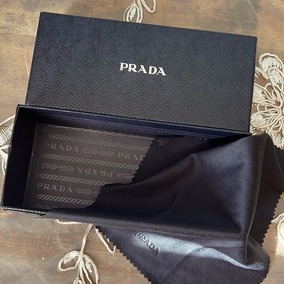 Prada black sunglass box with black Prada cleaning cloth. - Picture 3 of 10